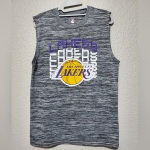 Los Angeles Lakers Gray Heathered Basketball Gravity Muscle Tank Top Men's Small